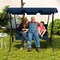 Costway Patio 3 Seats Canopy Swing Glider Hammock Cushioned Steel Frame Outdoor Black/Blue/Coffee/Green/Grey/Navy/Beige